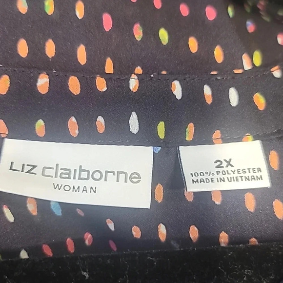 Liz Claiborne multi color blouse on black background - Picture 5 of 6